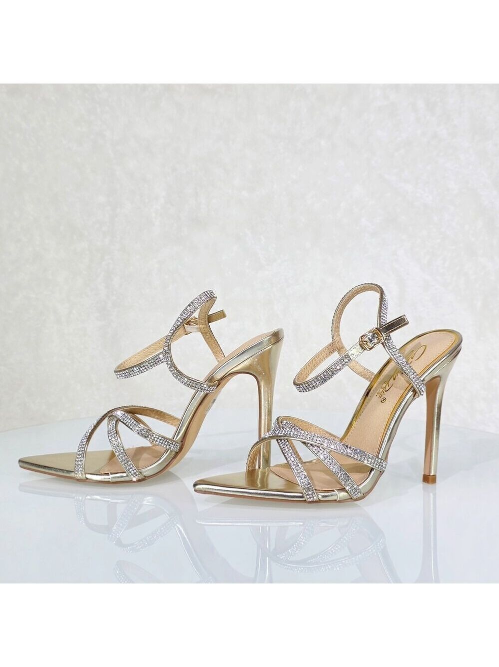 NIB Marge Gold Rhinestone High Heels Evening Party Shoes